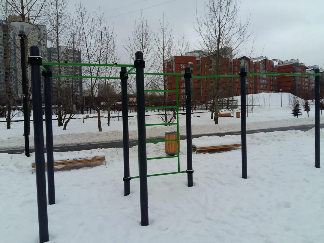 Лавка для преса на майданчику Calisthenics Park at улица Удальцова, Москва #wp2020 – фото 5 з 7